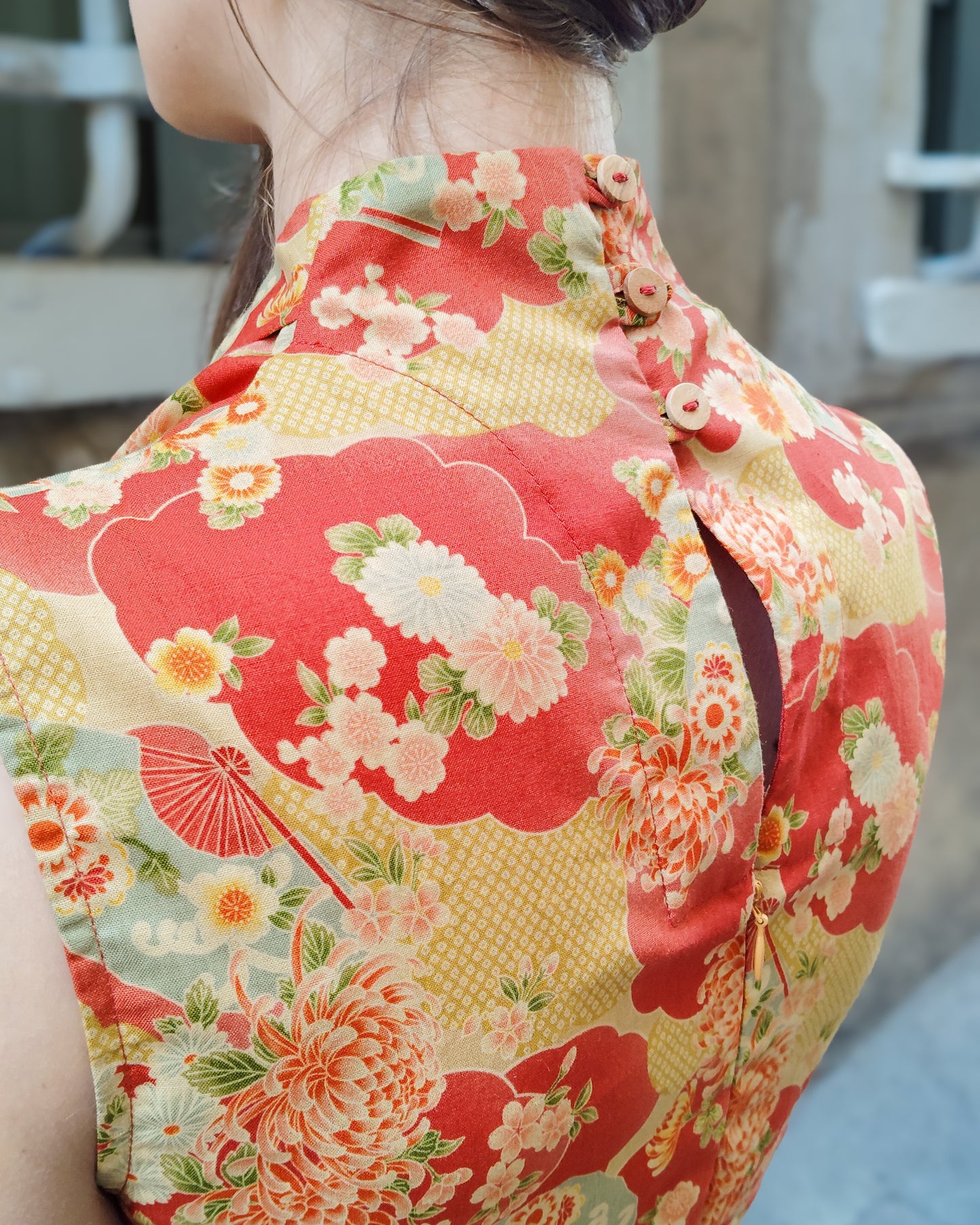 Robe Cloe Japon pivoine rouge