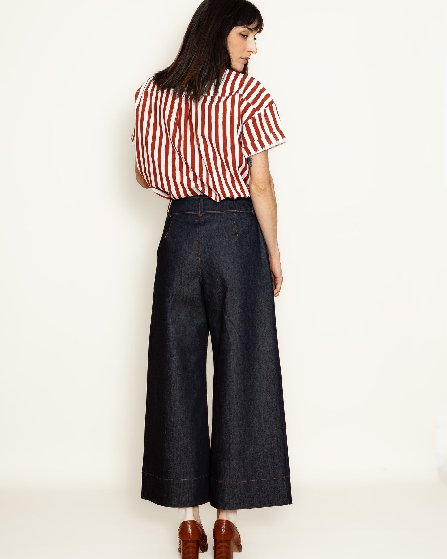 Chemise Olga rayée pinceau rouge