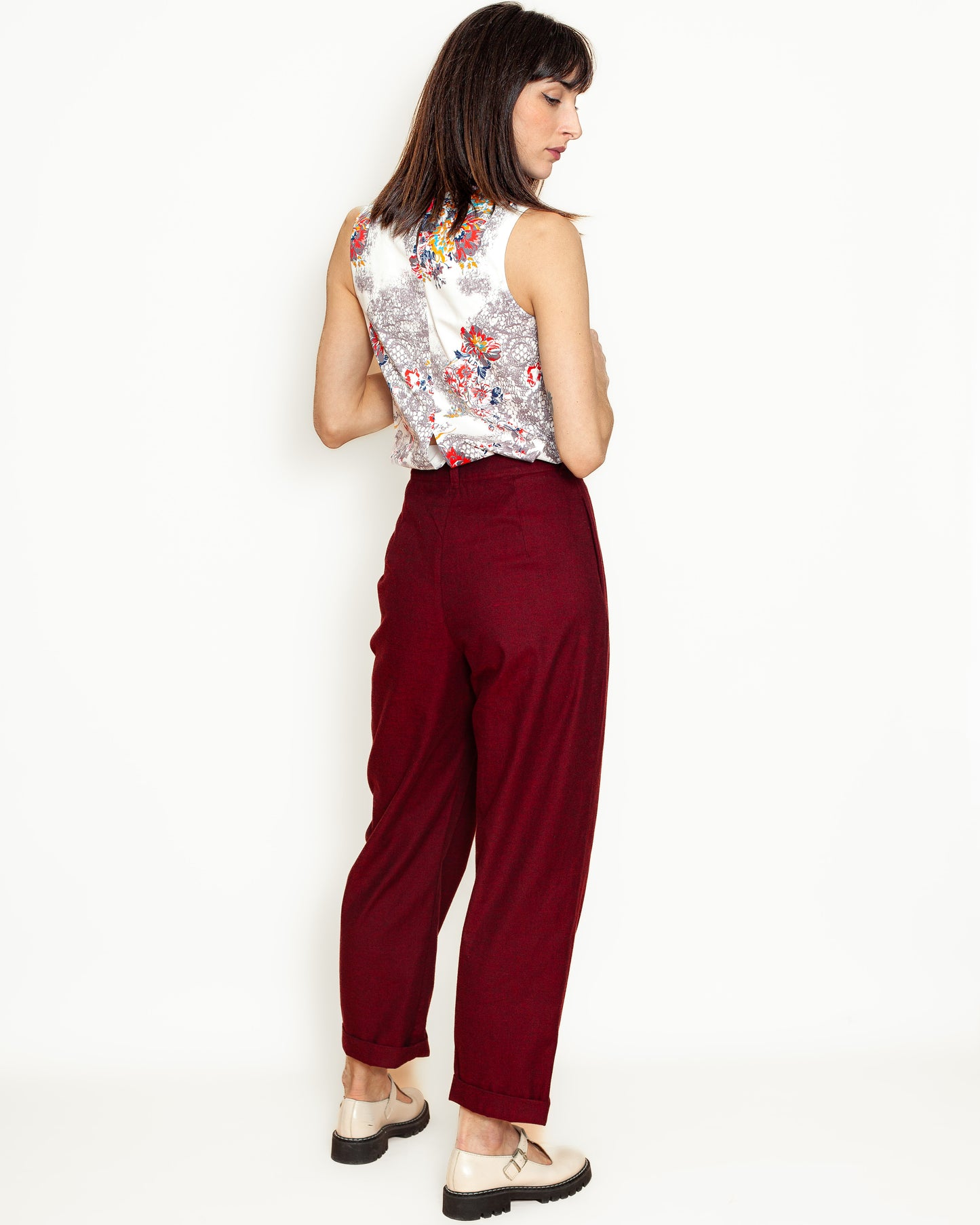 Pantalon Suzanne velours de coton rouge