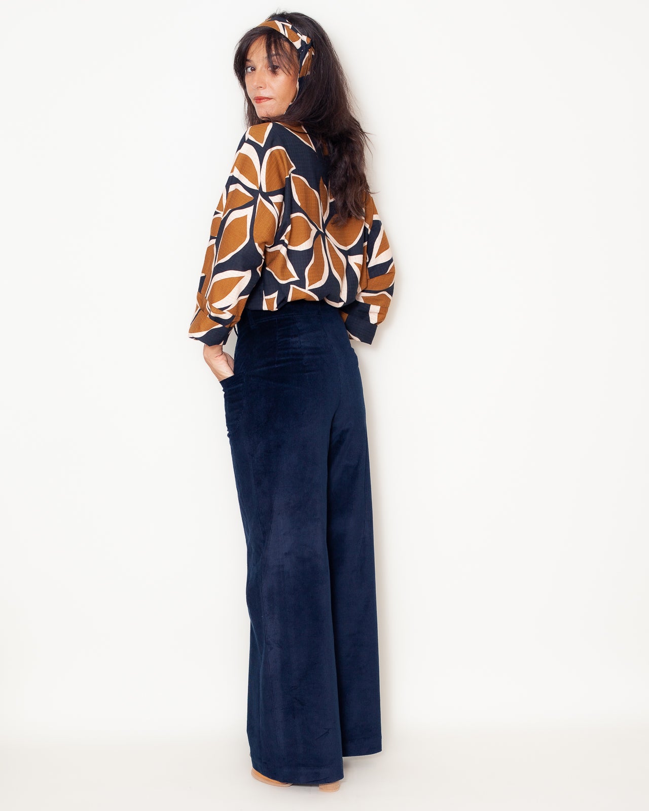 Pantalon Karine Velours Marine Bio