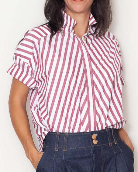 Chemise Olga Popeline Rayée rouge