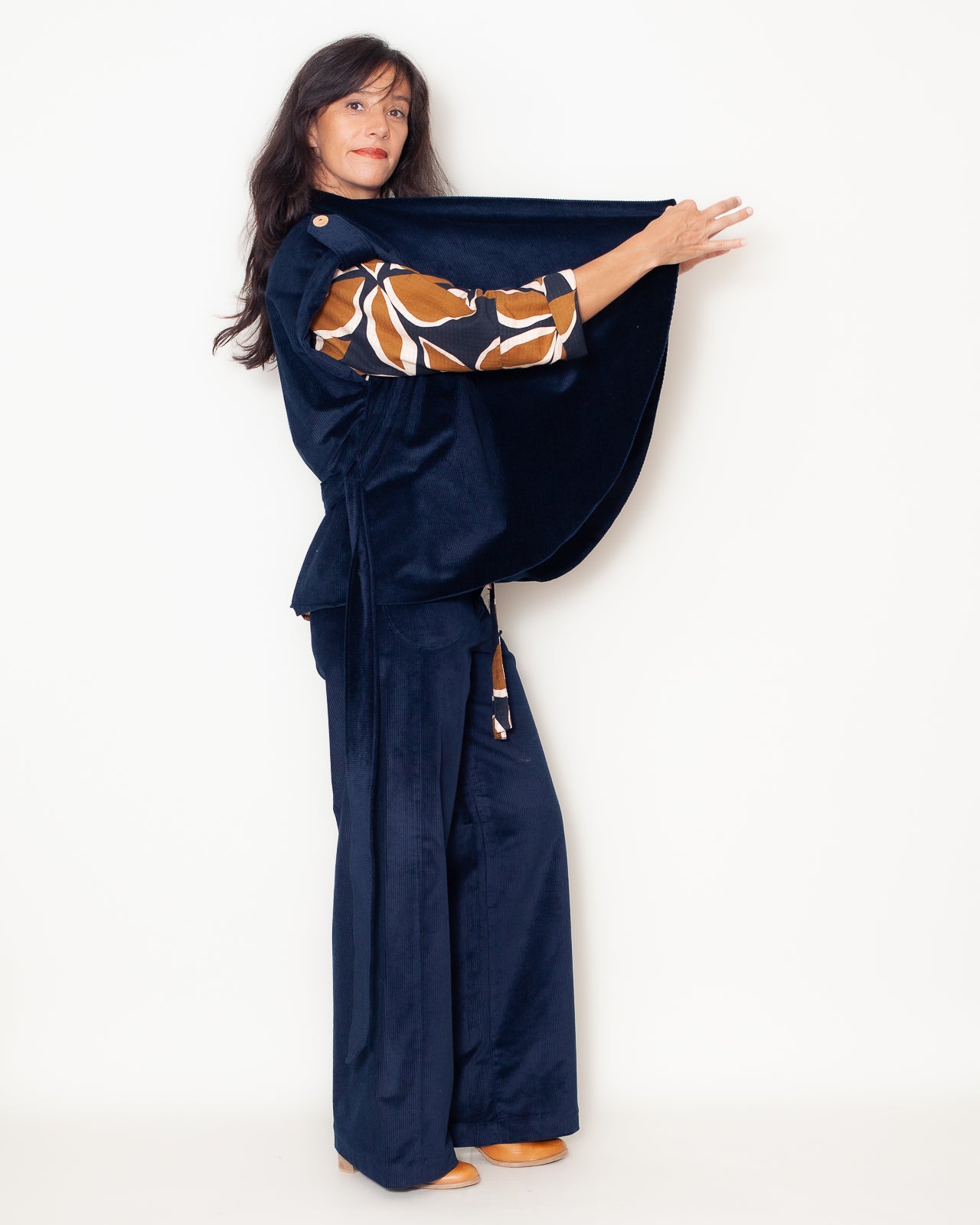 Veste Kimono 25 Velours Marine Bio