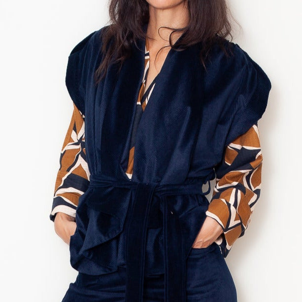 Veste Kimono 25 Velours Marine Bio