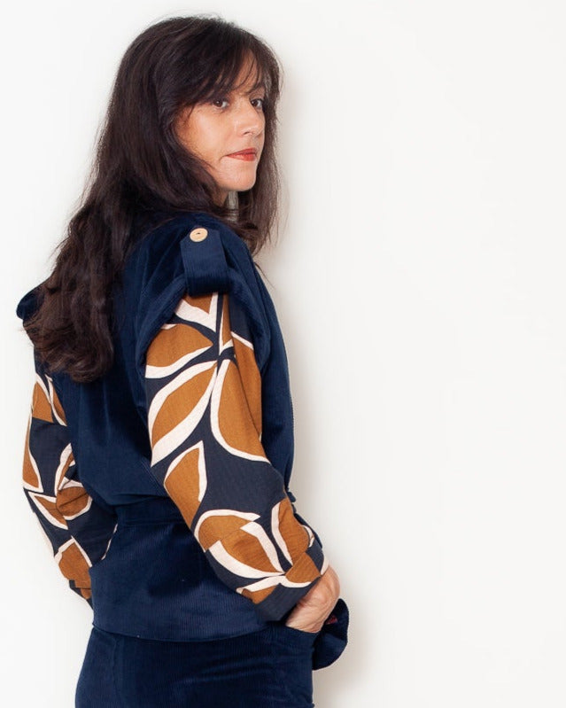 Veste Kimono 25 Velours Marine Bio