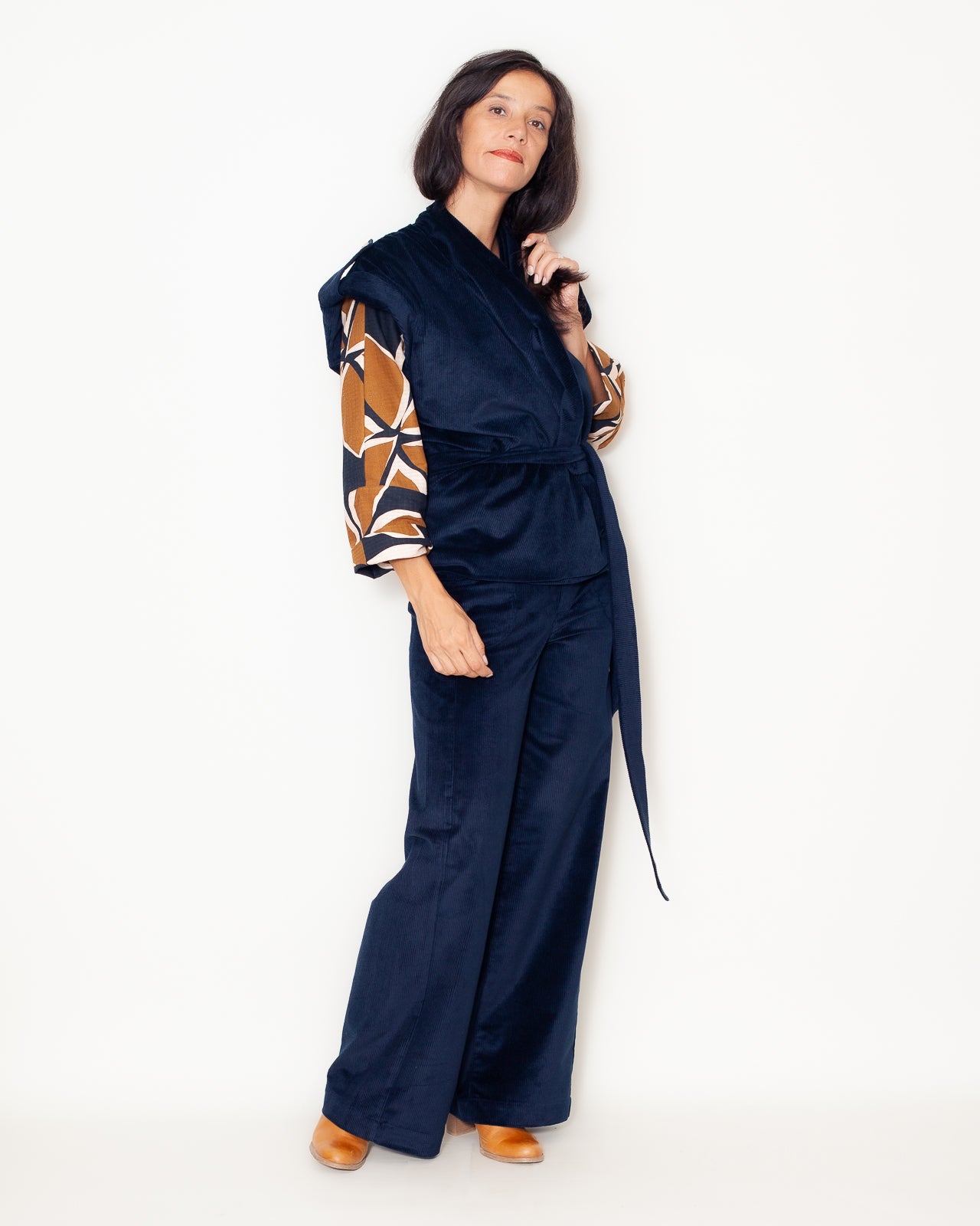 Veste Kimono 25 Velours Marine Bio