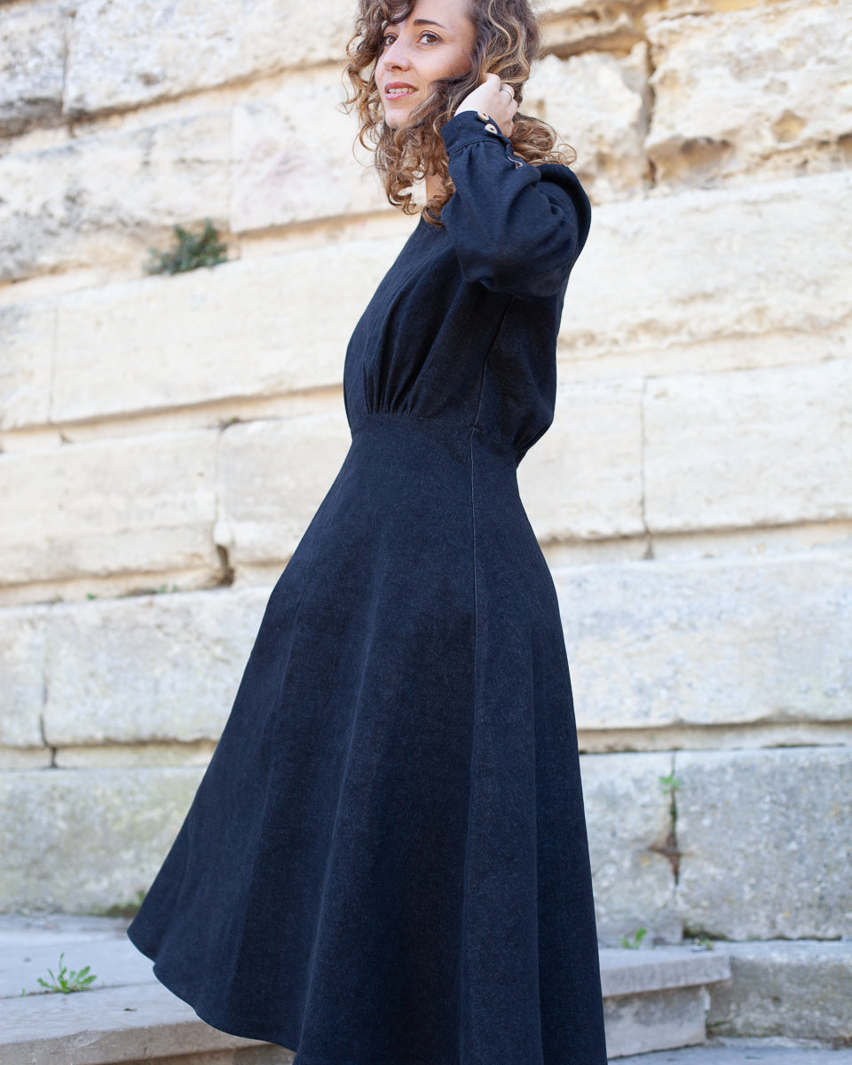 Robe Désirée Denim Noir Coton