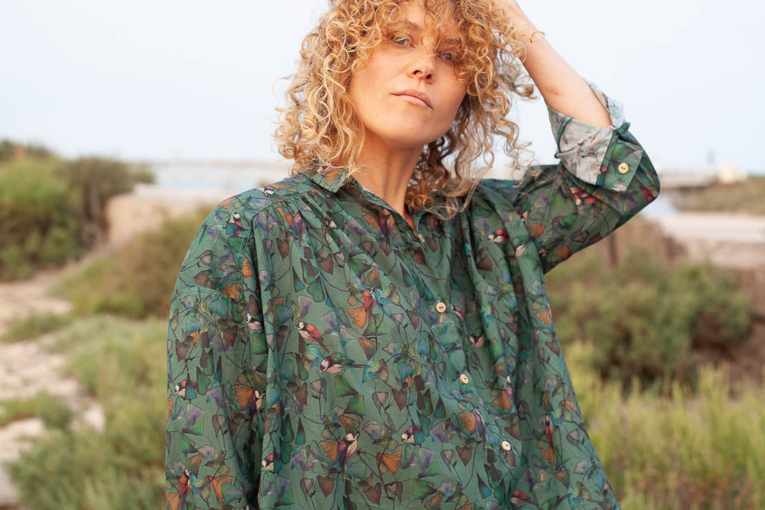 BIENTOT DE RETOUR - Chemise Marta Bio oiseaux Ginko