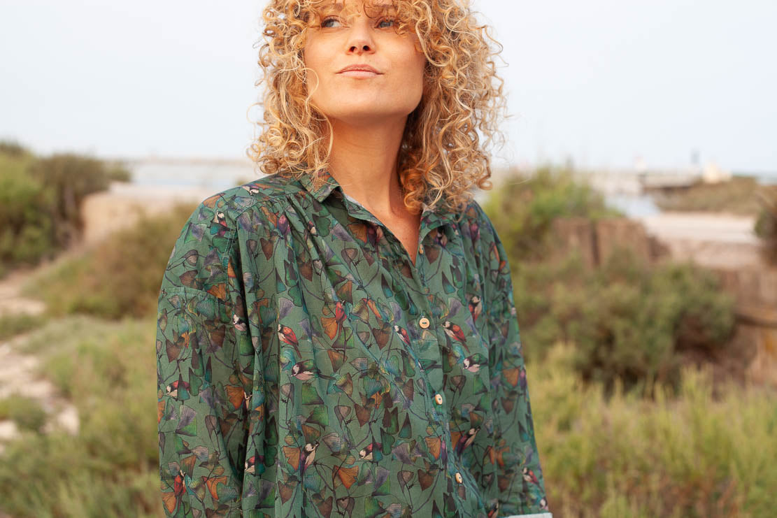 BIENTOT DE RETOUR - Chemise Marta Bio oiseaux Ginko