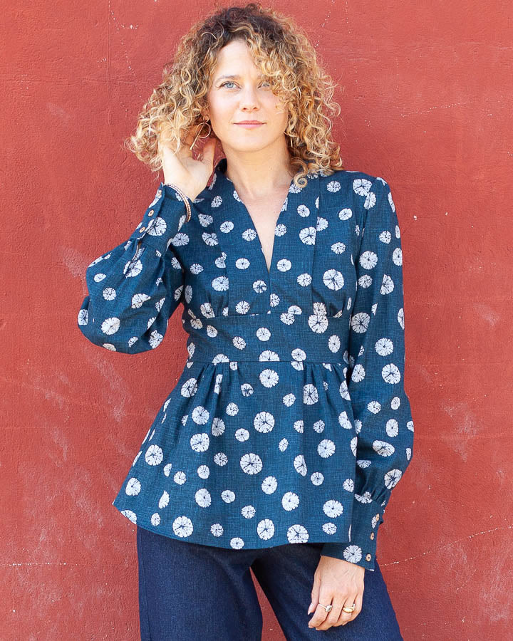 Haut blouse Caroline - Ombrelles bleues