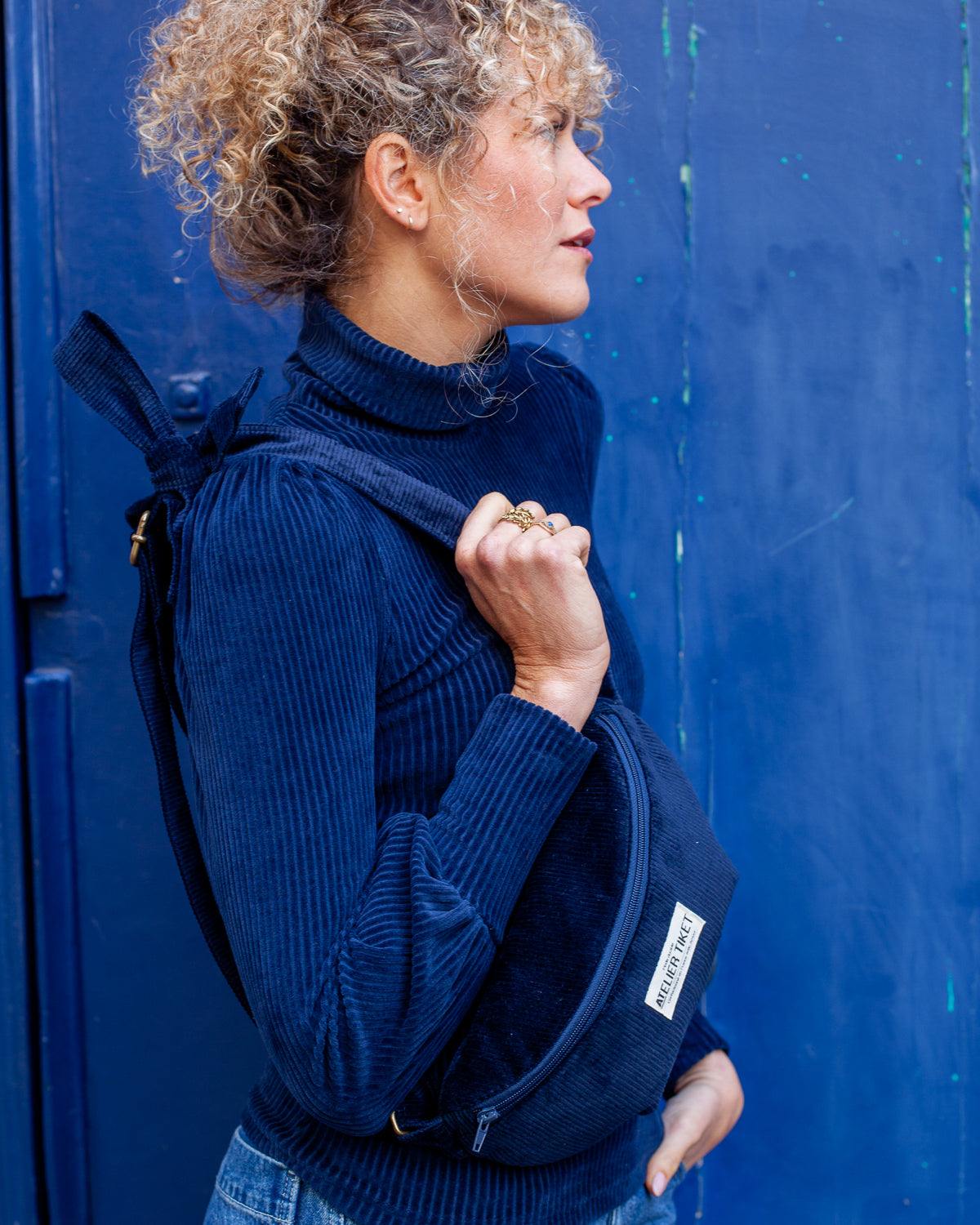 Sac Banane Velours Marine