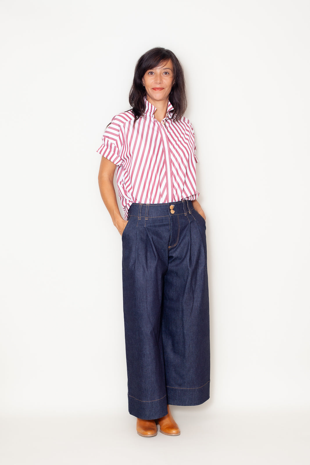 Chemise Olga Popeline Rayée rouge