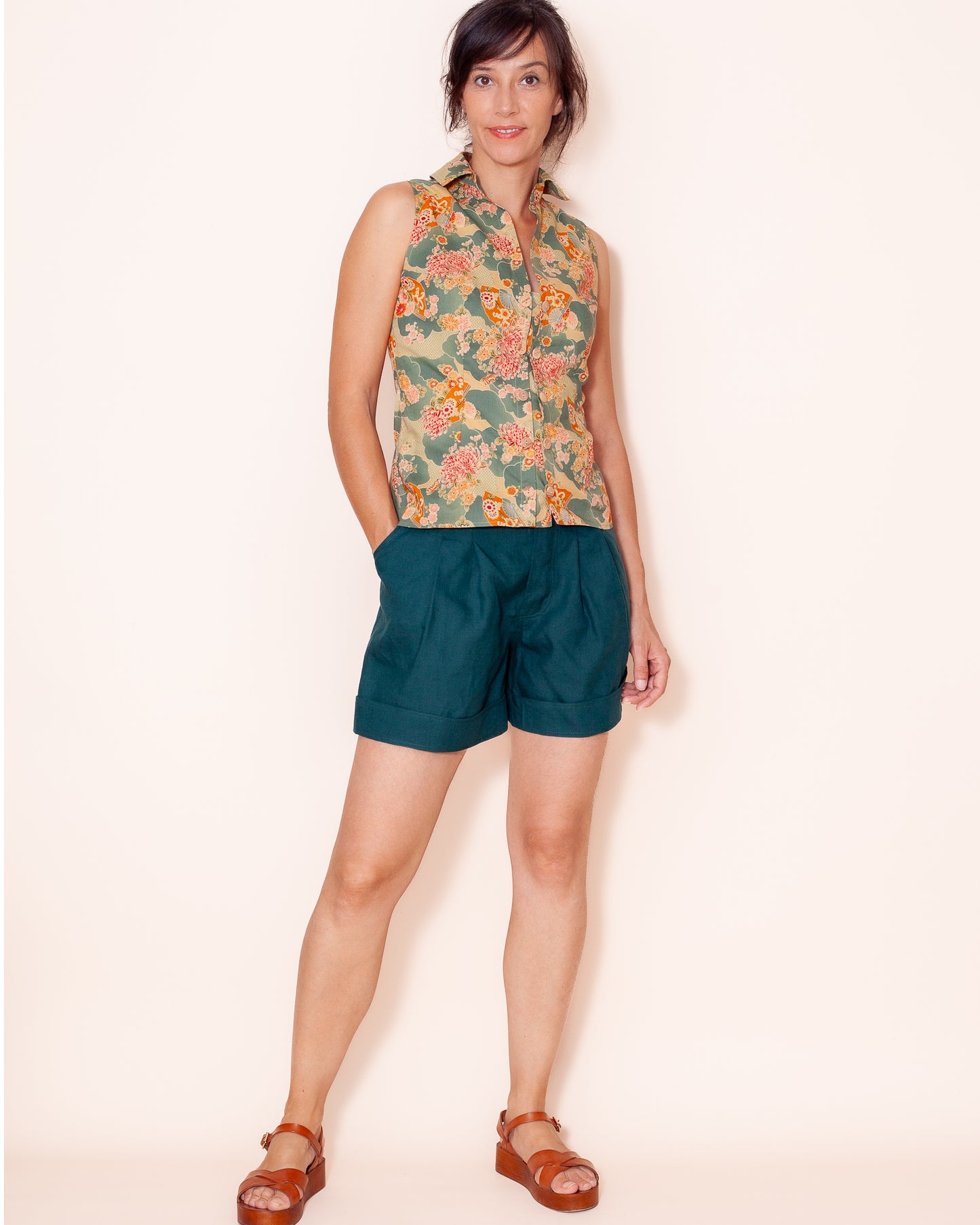 chemise Emilie été Pivoines ciel