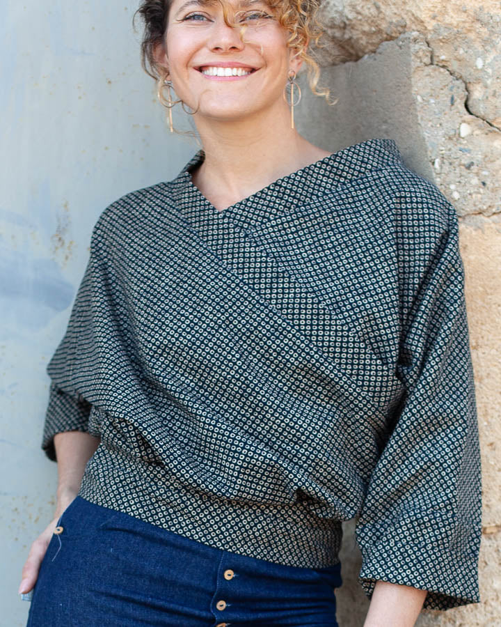 Chemisier Marina grain de riz marine