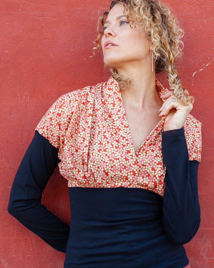 TOP KIMONO "fleurettes"