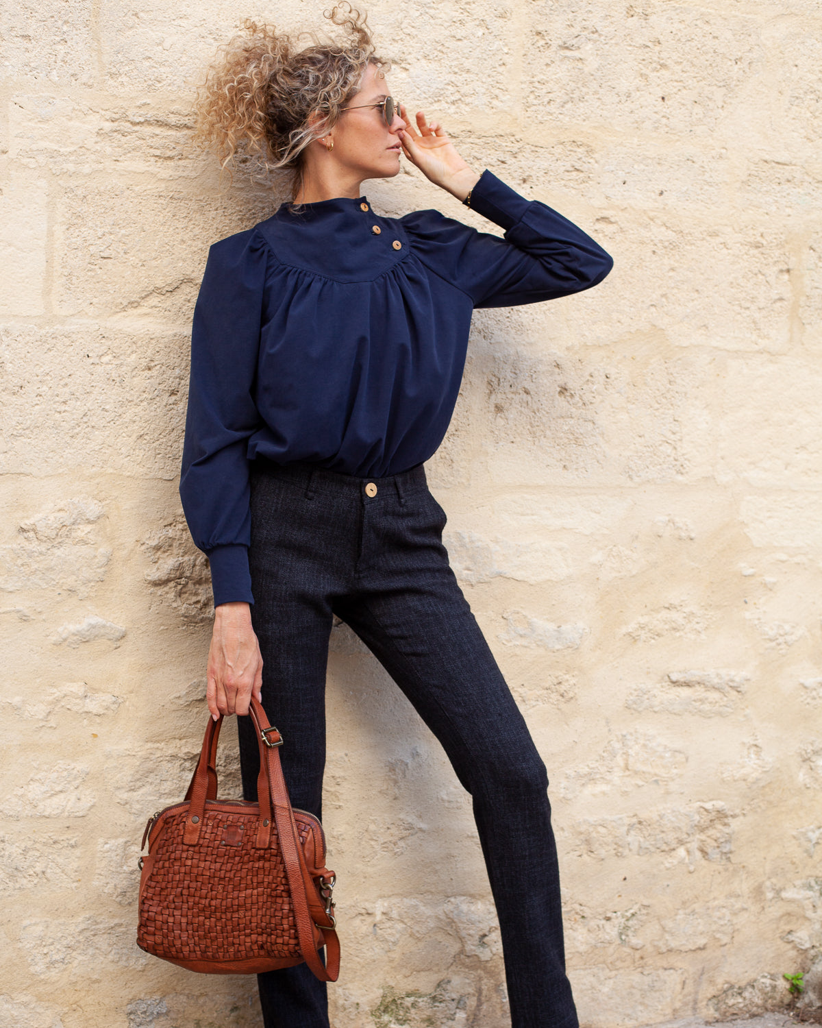 Blouse Olivia Marine - ICONIQUE