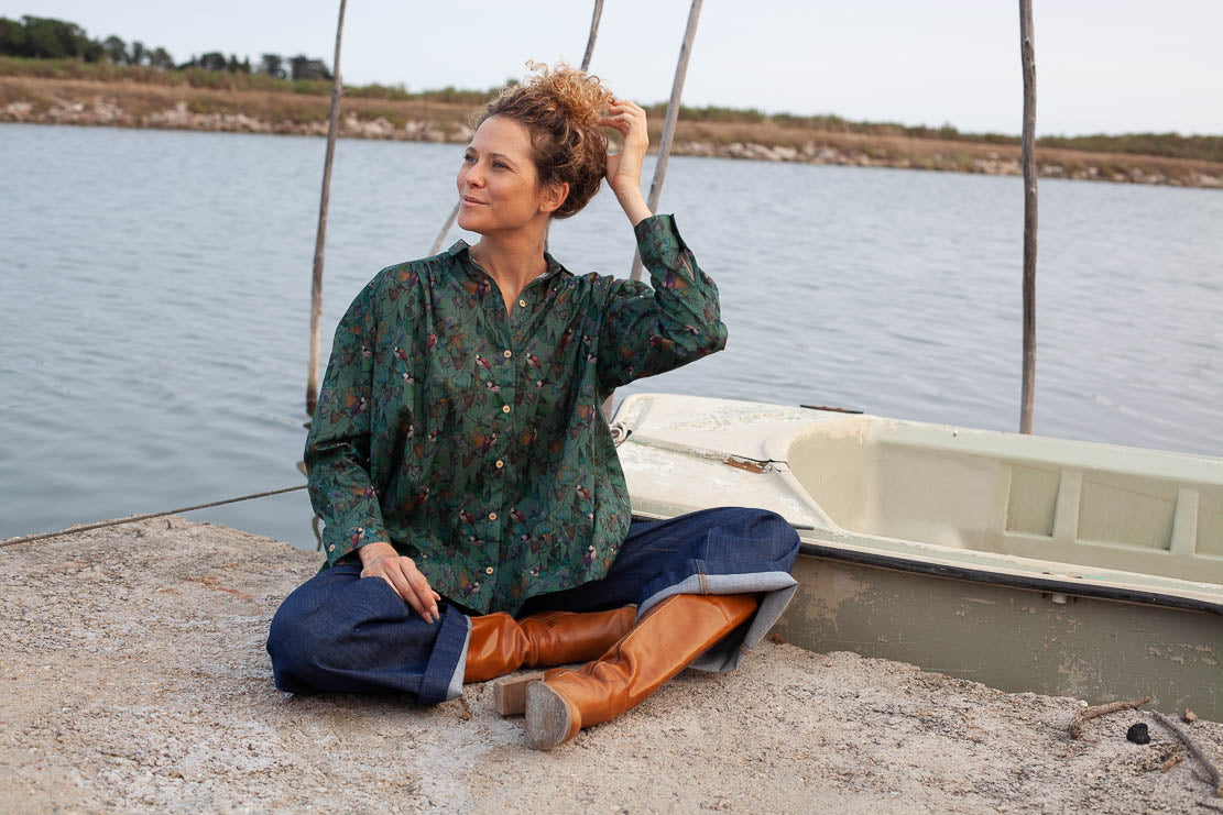 BIENTOT DE RETOUR - Chemise Marta Bio oiseaux Ginko