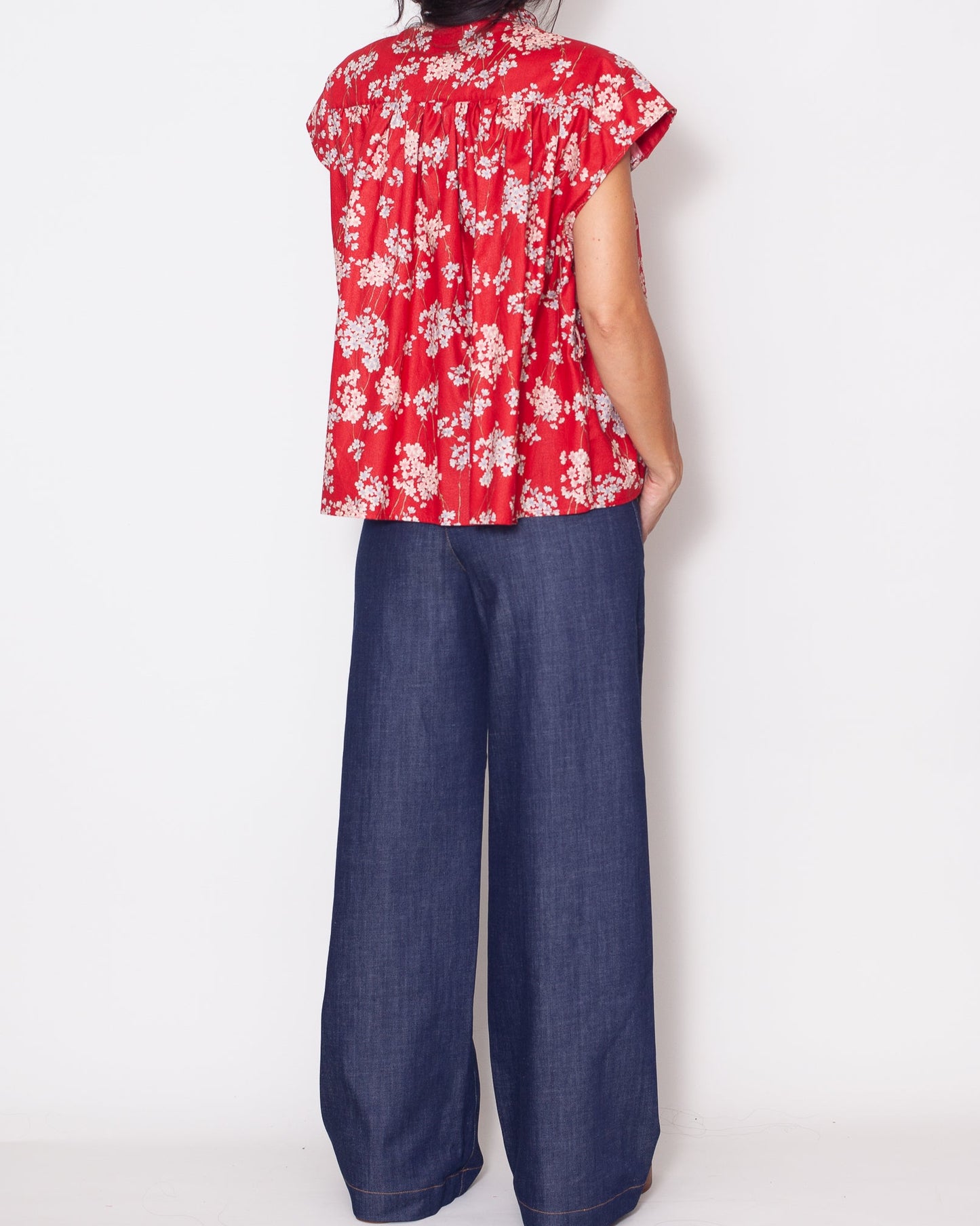 Chemise Claudine Japon Cerisier rouge