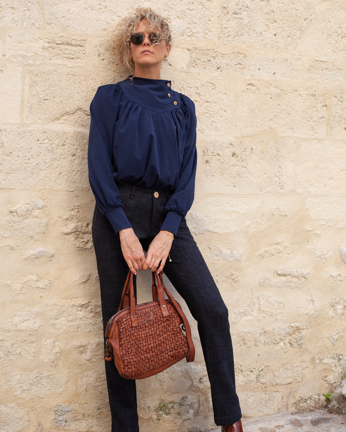 Blouse Olivia Marine - ICONIQUE