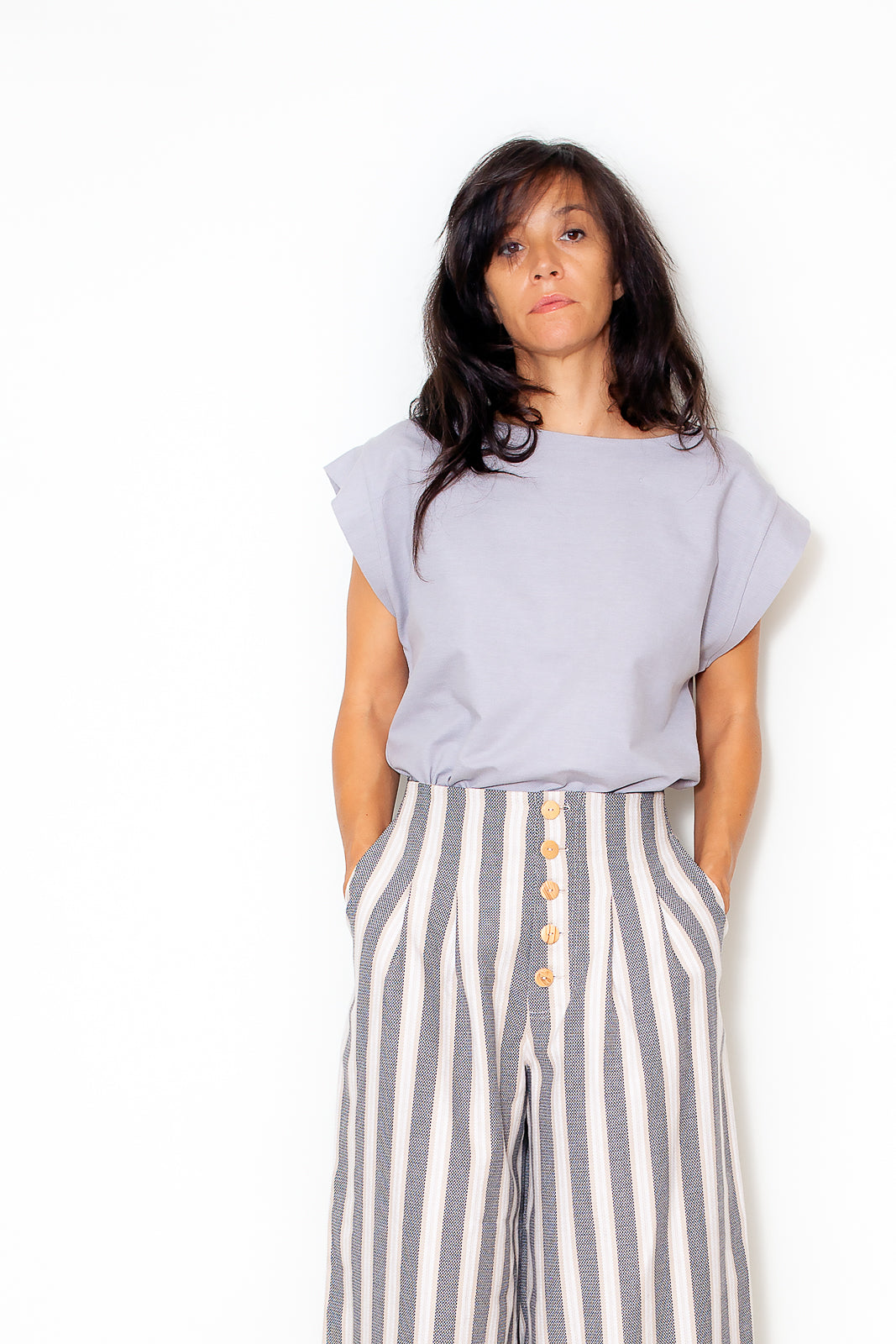 Tee-shirt Priscilla Effet Jeans Gris Bio