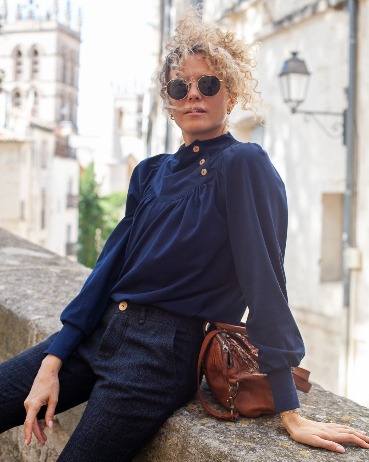 Blouse Olivia Marine - ICONIQUE