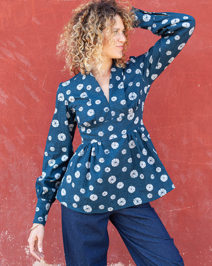 Haut blouse Caroline - Ombrelles bleues