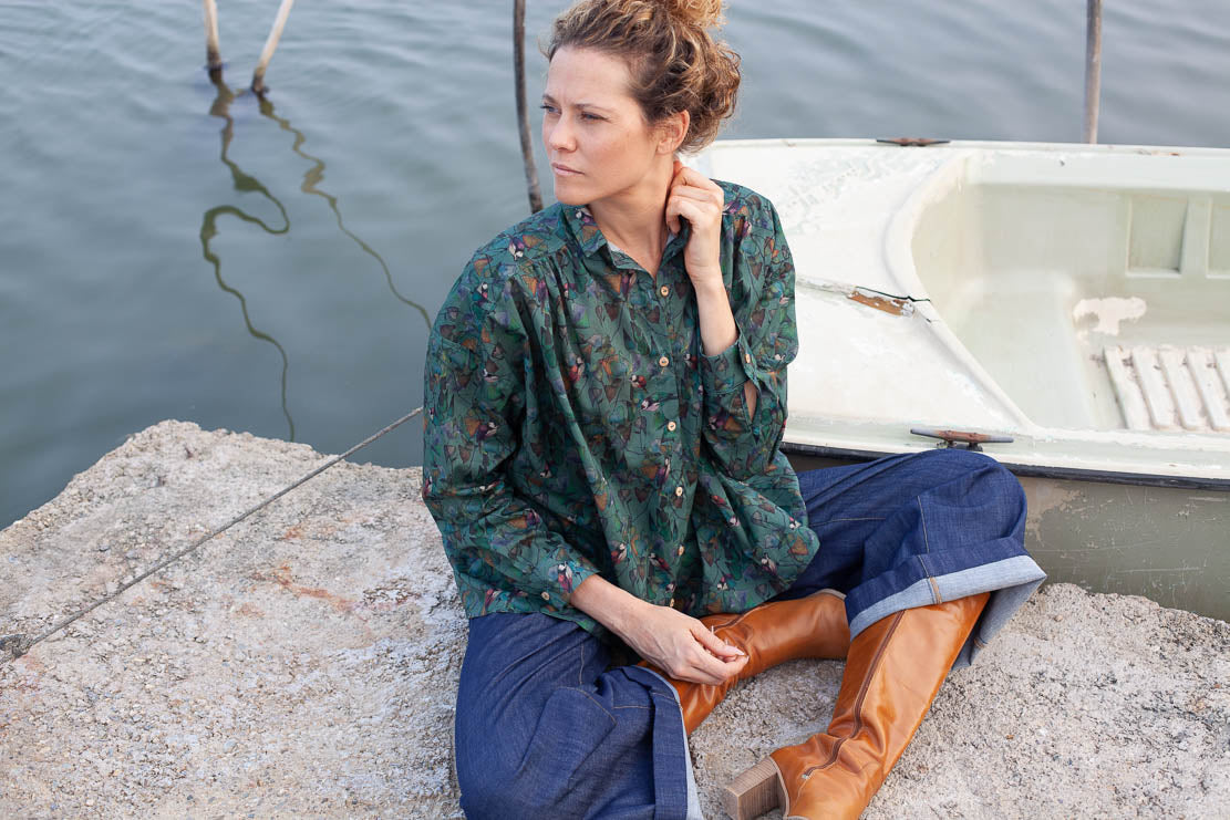 BIENTOT DE RETOUR - Chemise Marta Bio oiseaux Ginko