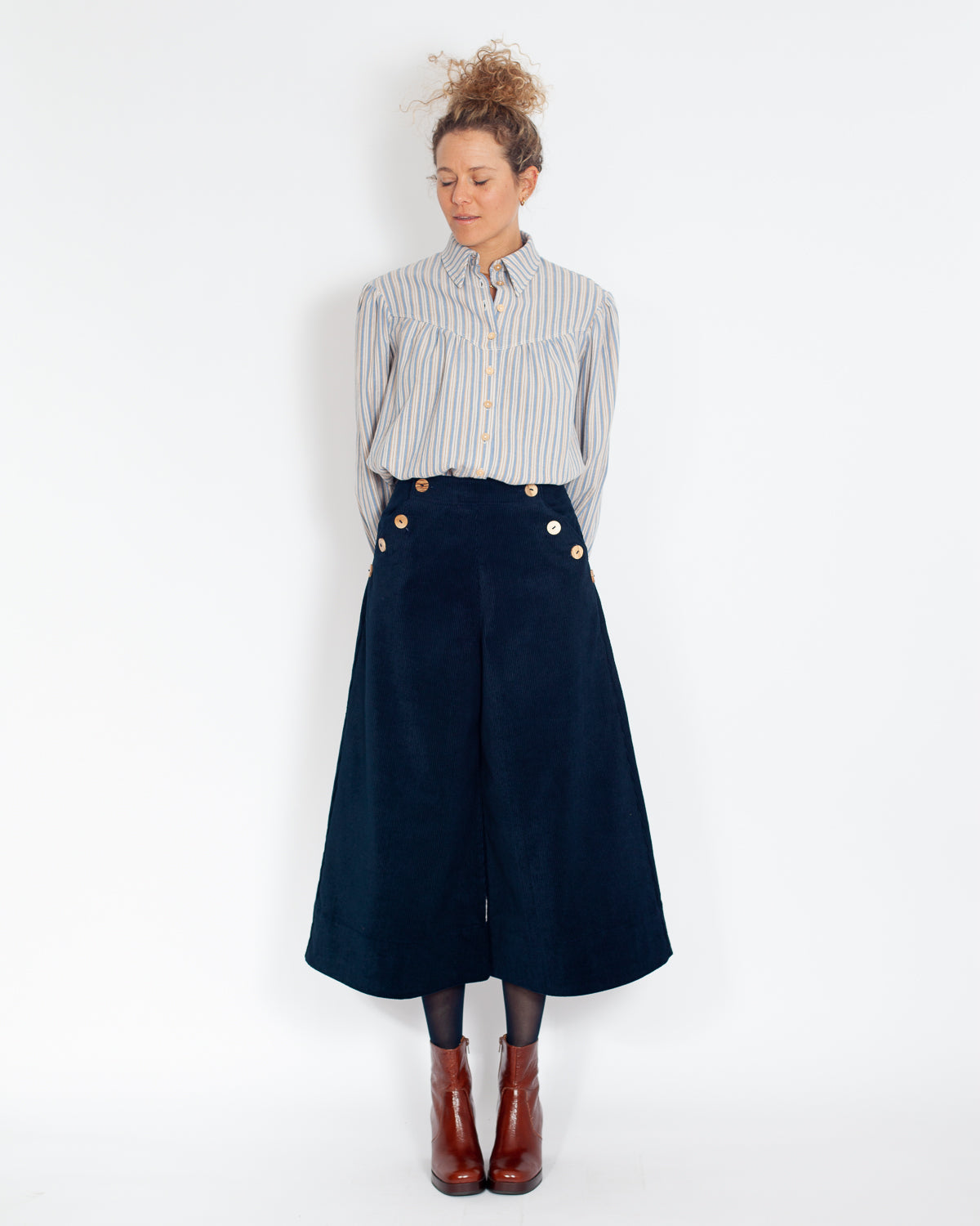 Jupe-culotte Henriette velours coton BIO MARINE - ICONIQUE