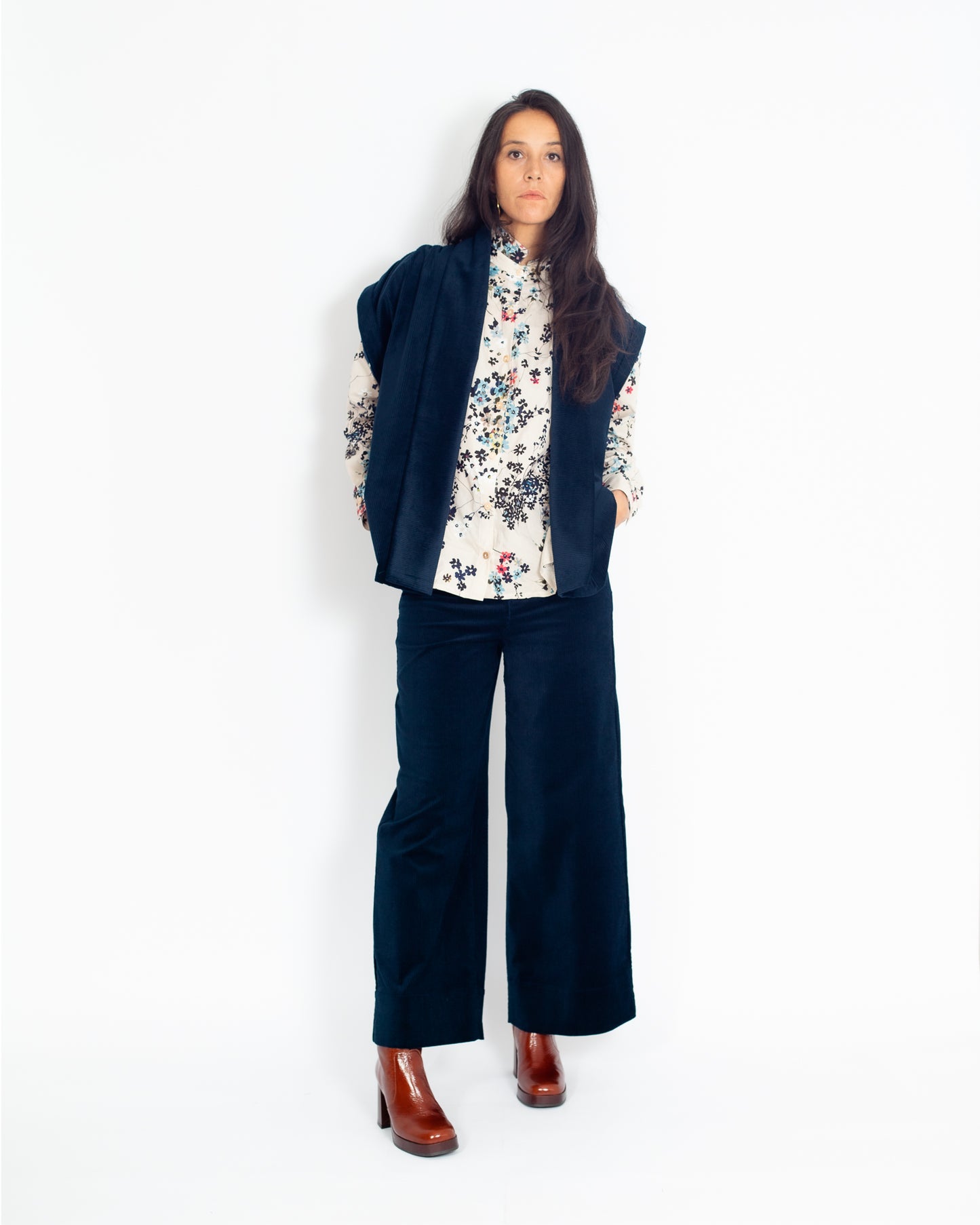Pantalon Marinette BIO Velours Marine - PETIT DEFAUT -30%