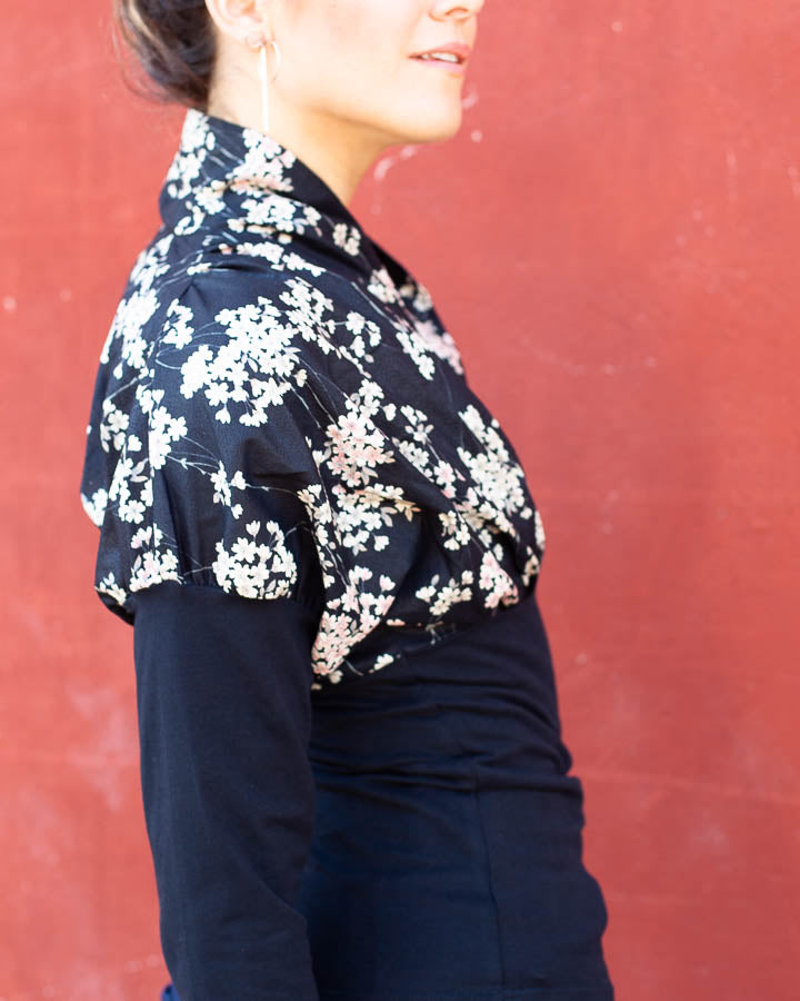 TOP KIMONO "fleur de cerisier noir"