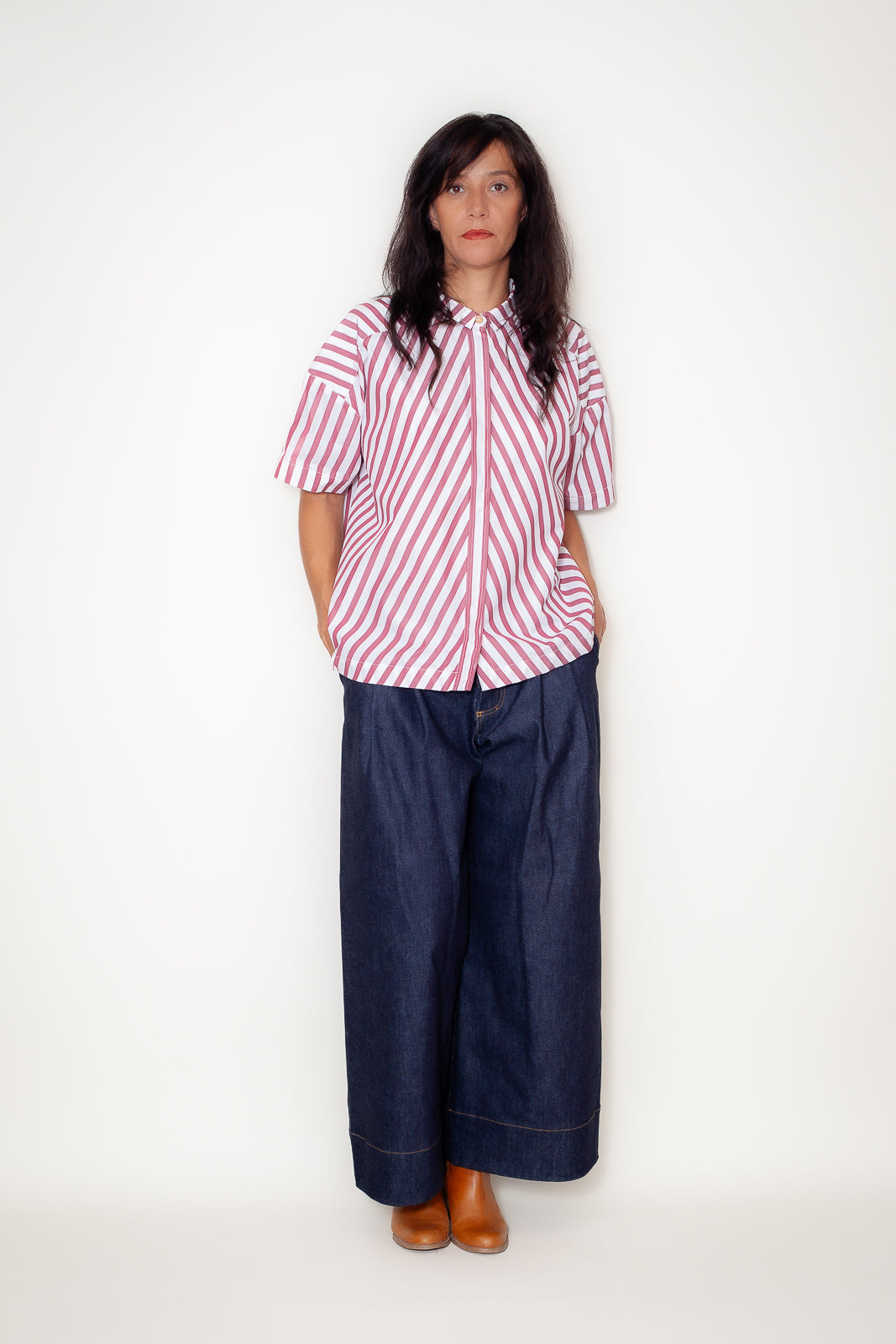 Chemise Olga Popeline Rayée rouge