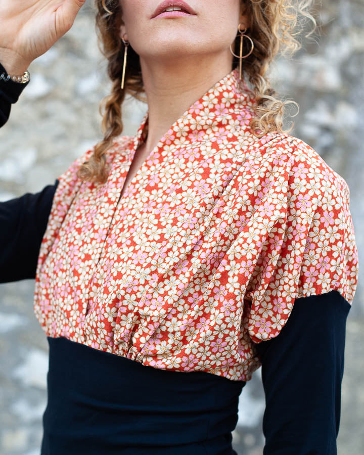 TOP KIMONO "fleurettes"