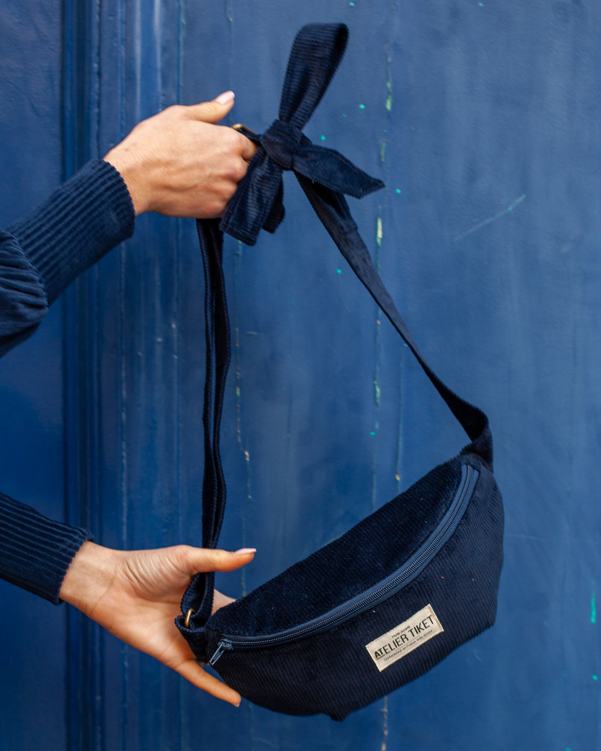 Sac Banane Velours Marine