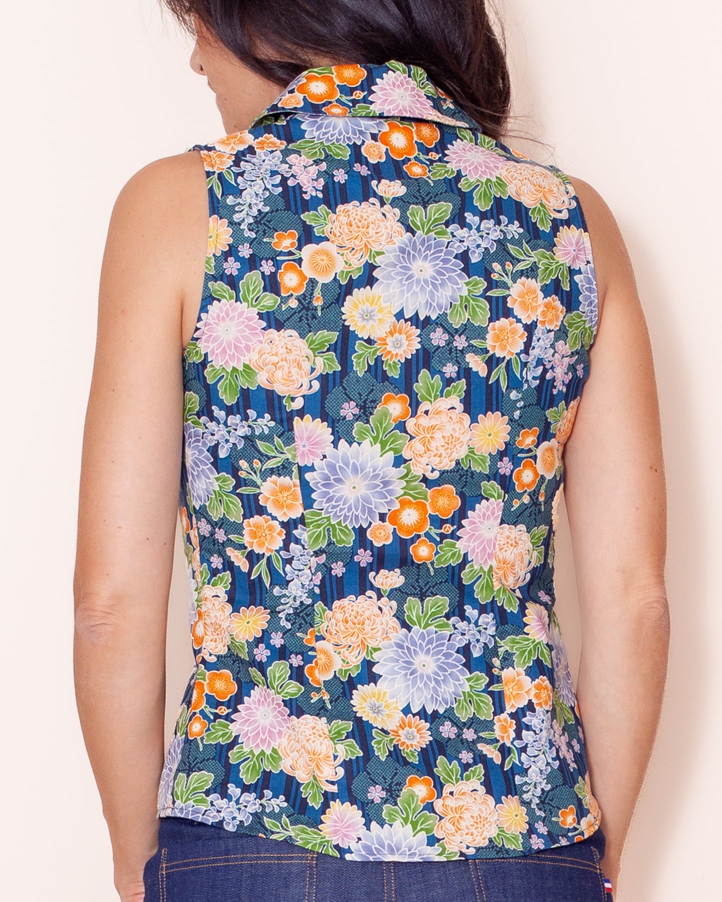 chemise Emilie été Pivoines bleues
