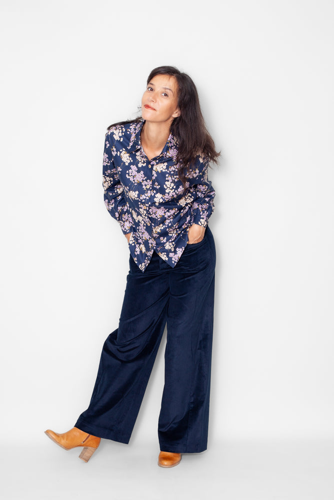 Chemisier Alexine Cerisier Bleu - ICONIQUE