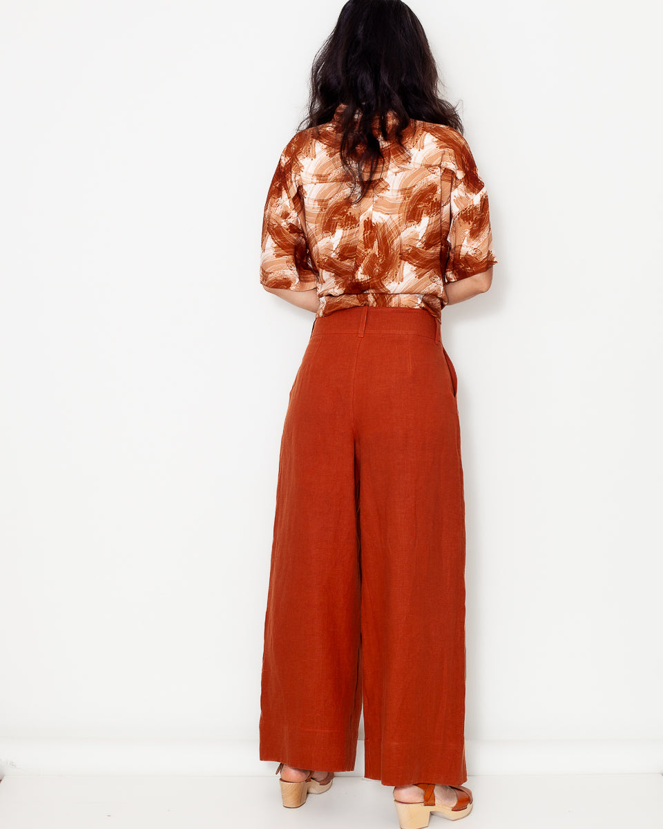 Pantalon Lou Lin lavé safran