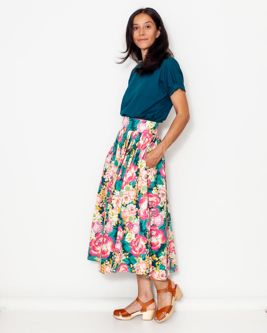 Jupe Charlie Popeline fine Pivoines