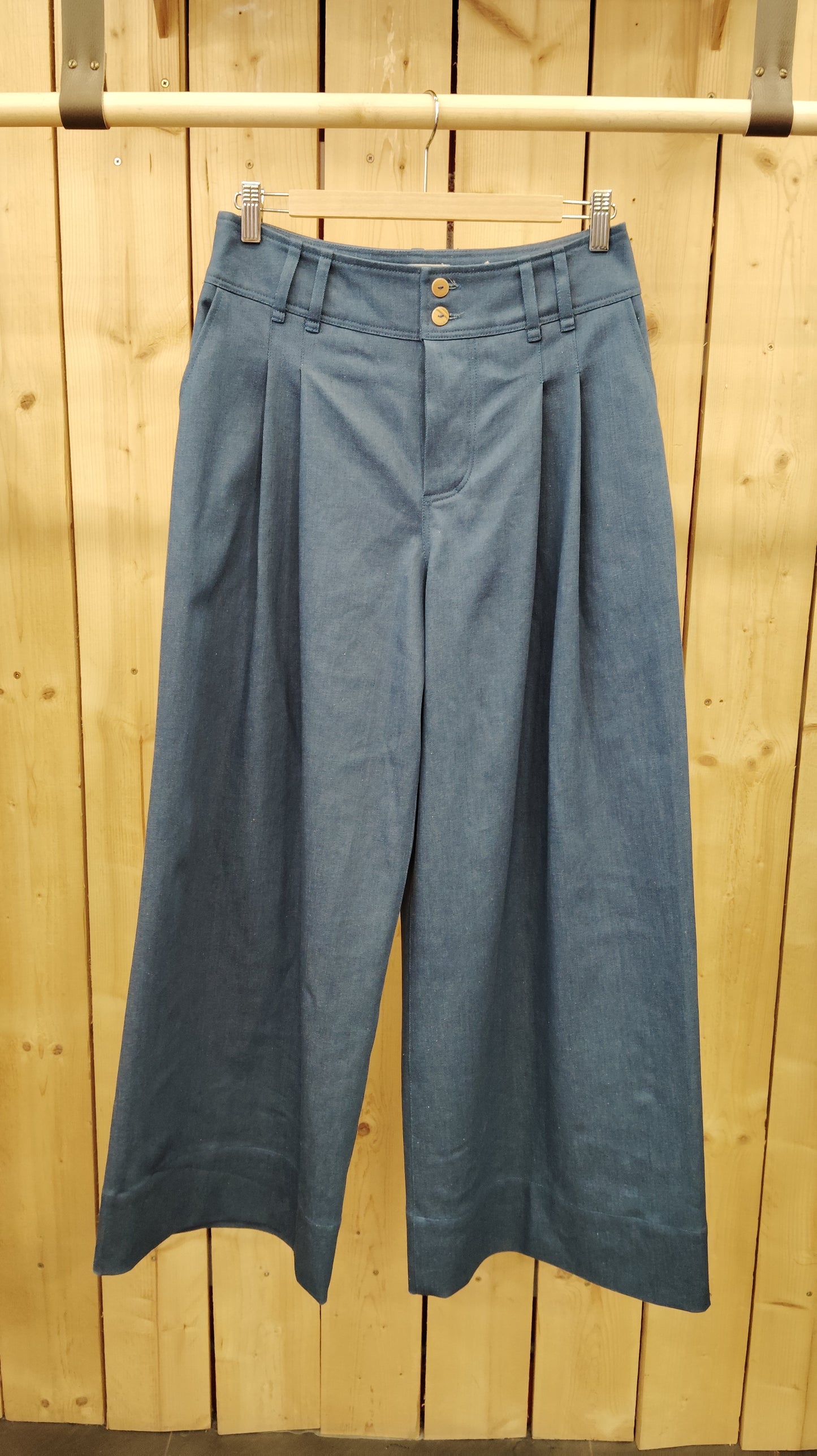 Pantalon Lou Denim Coton Turquoise Up-cyclé - DERNIERE CHANCE