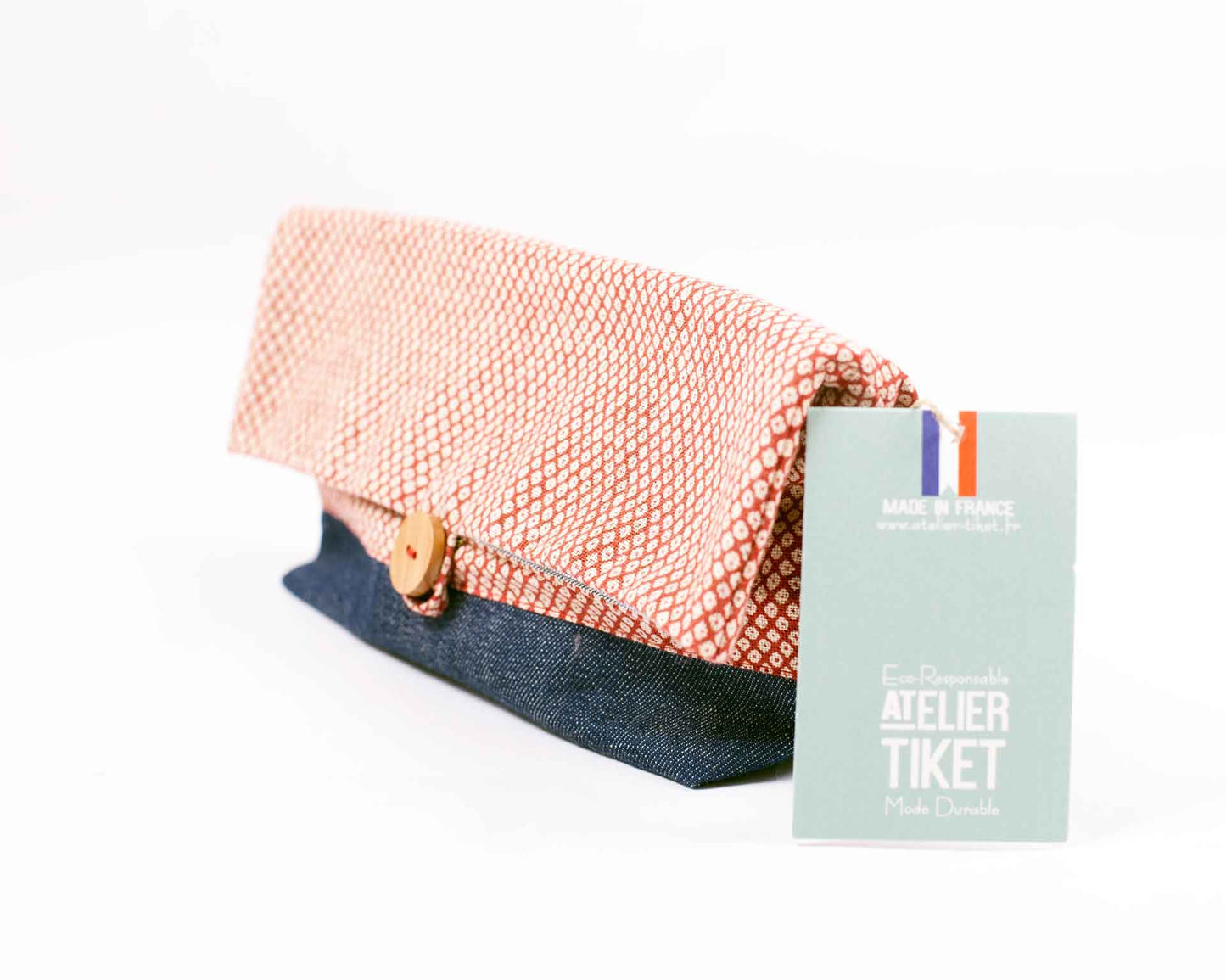 Trousse à tout denim - grain de riz rouge