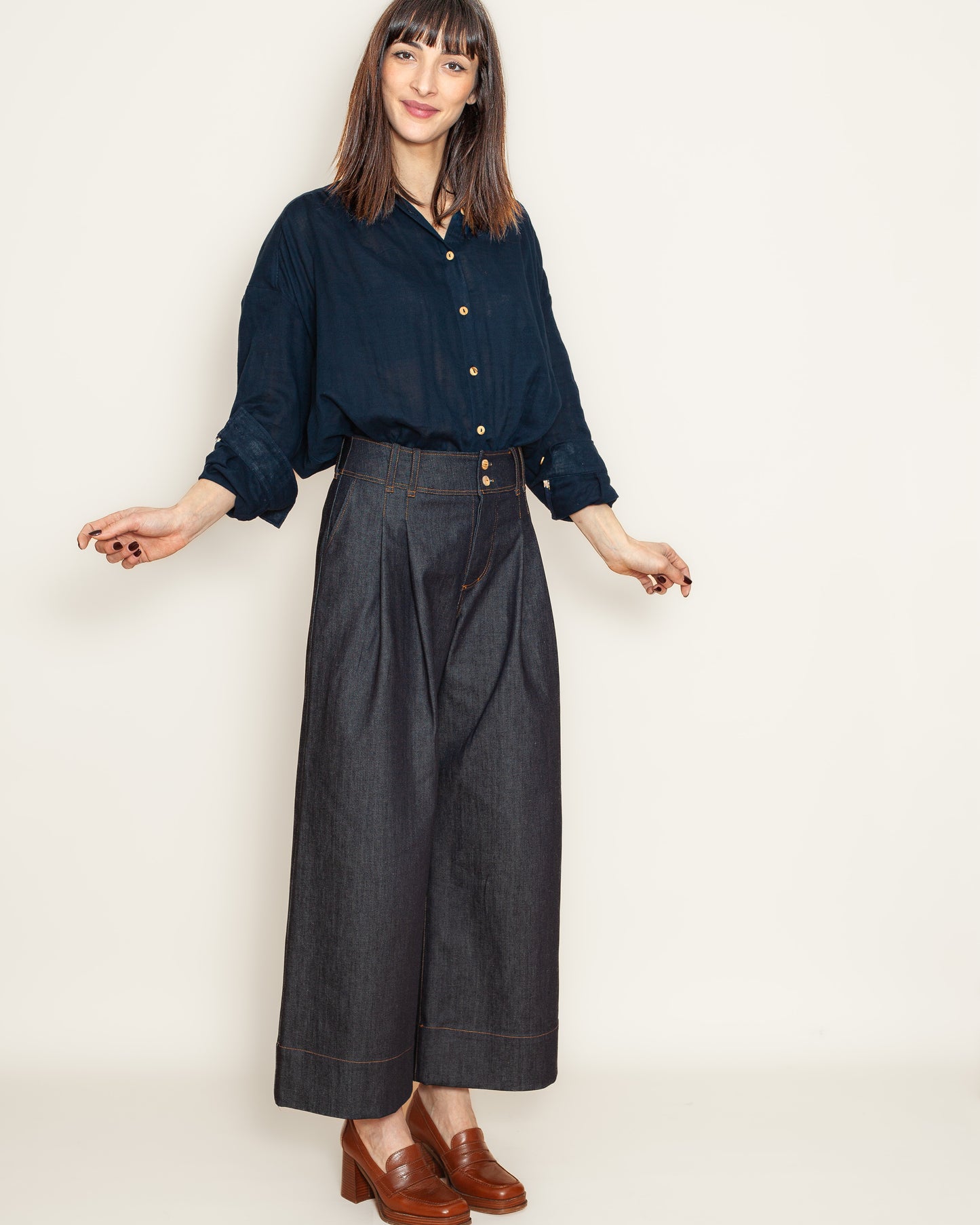 Chemise Marta double gaze coton bio Marine