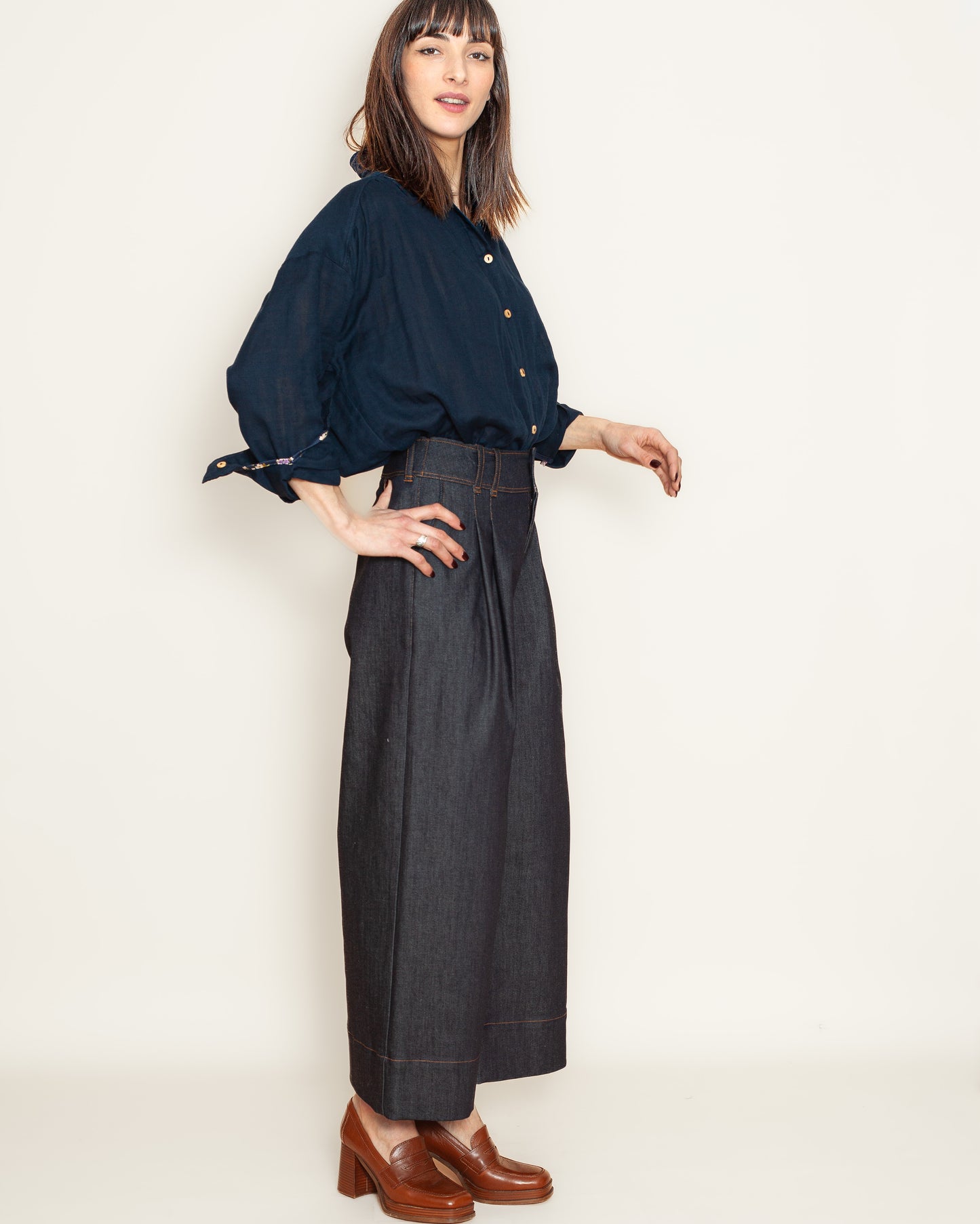 Chemise Marta double gaze coton bio Marine