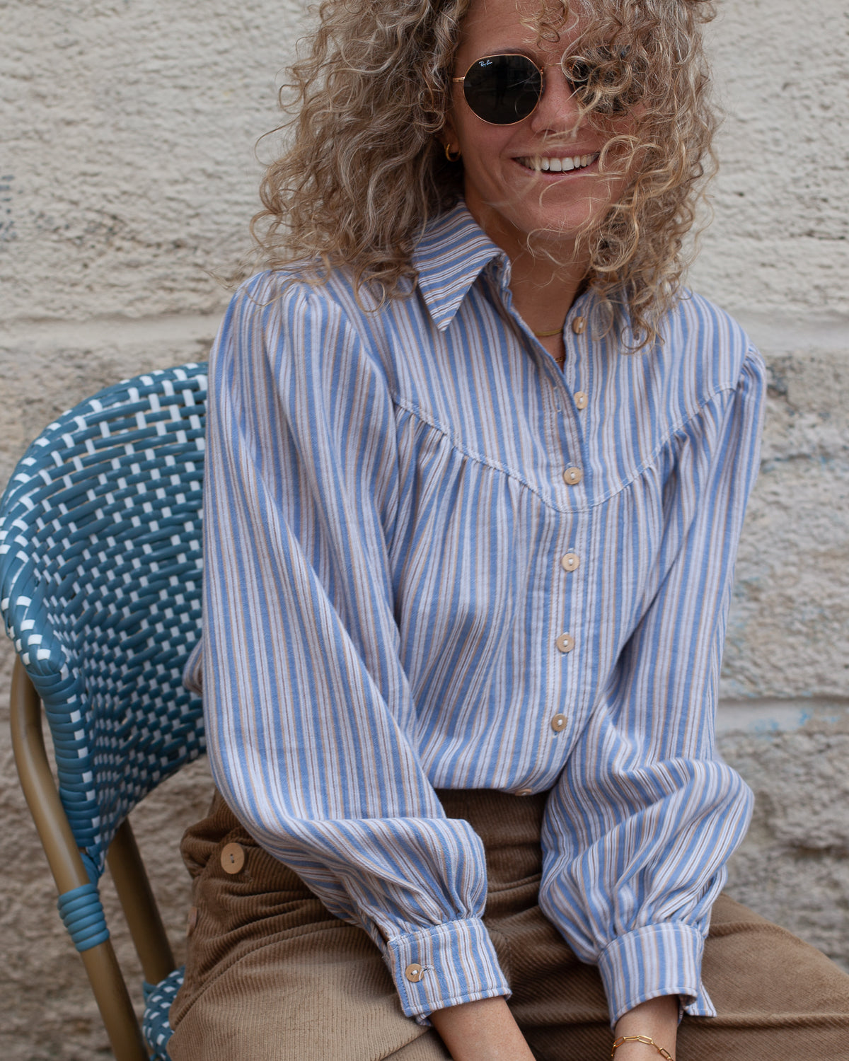 DERNIERE CHANCE - Chemise Amina RAYURES organic - PRIX ROND