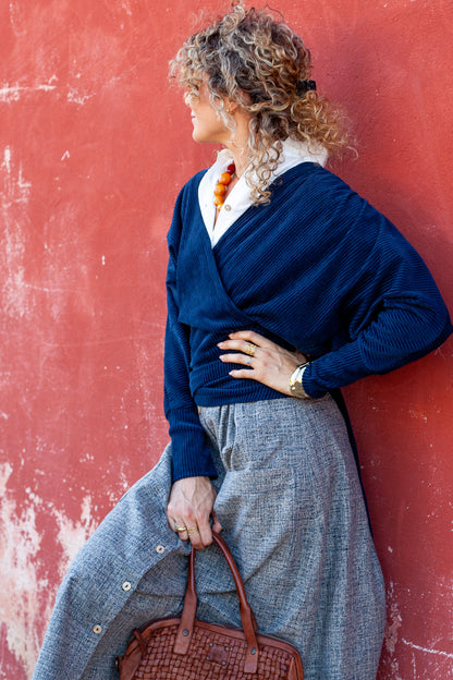 Gilet Moly velours coton BIO Marine