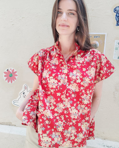 Chemise Claudine Japon prunier rouge - DERNIÈRE CHANCE