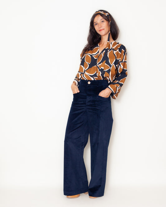 Pantalon Karine Velours Marine Bio