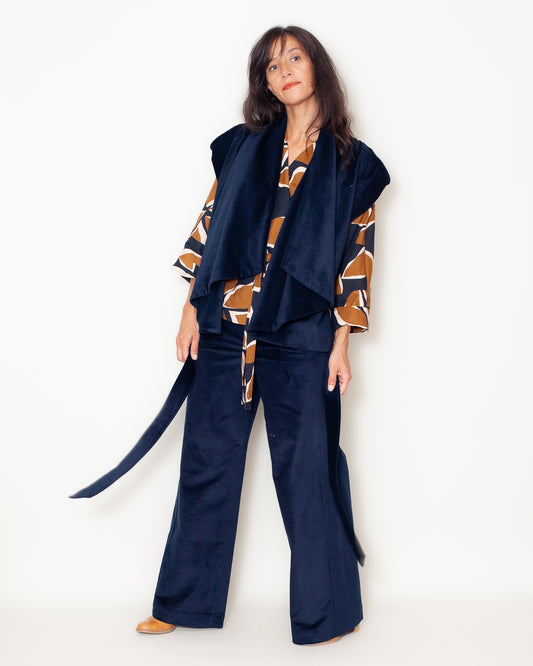 Veste Kimono 25 Velours Marine Bio