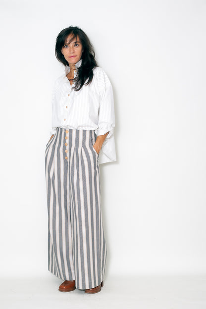 Pantalon MANON rayures beiges