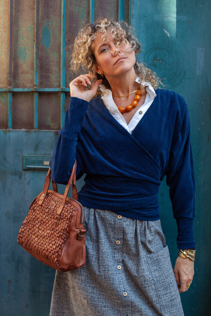 Gilet Moly velours coton BIO Marine