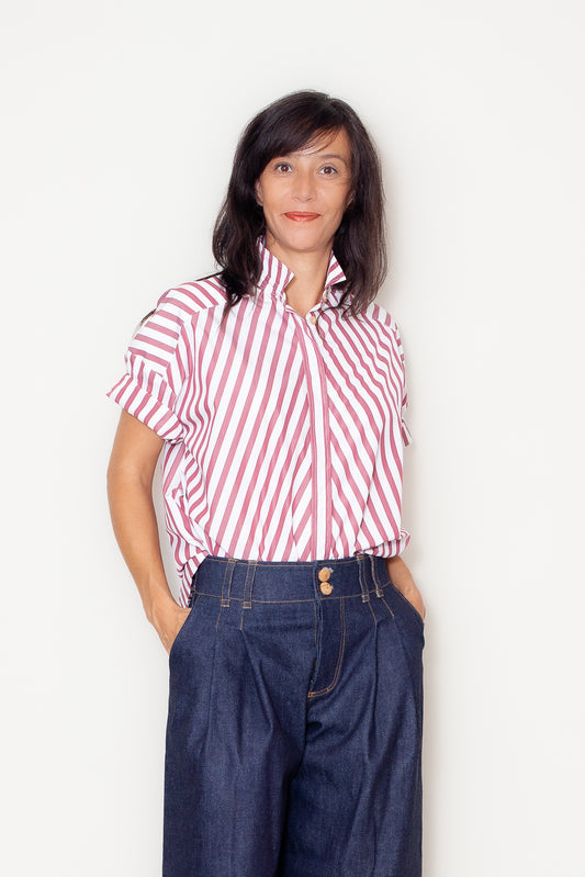 Chemise Olga Popeline Rayée rouge