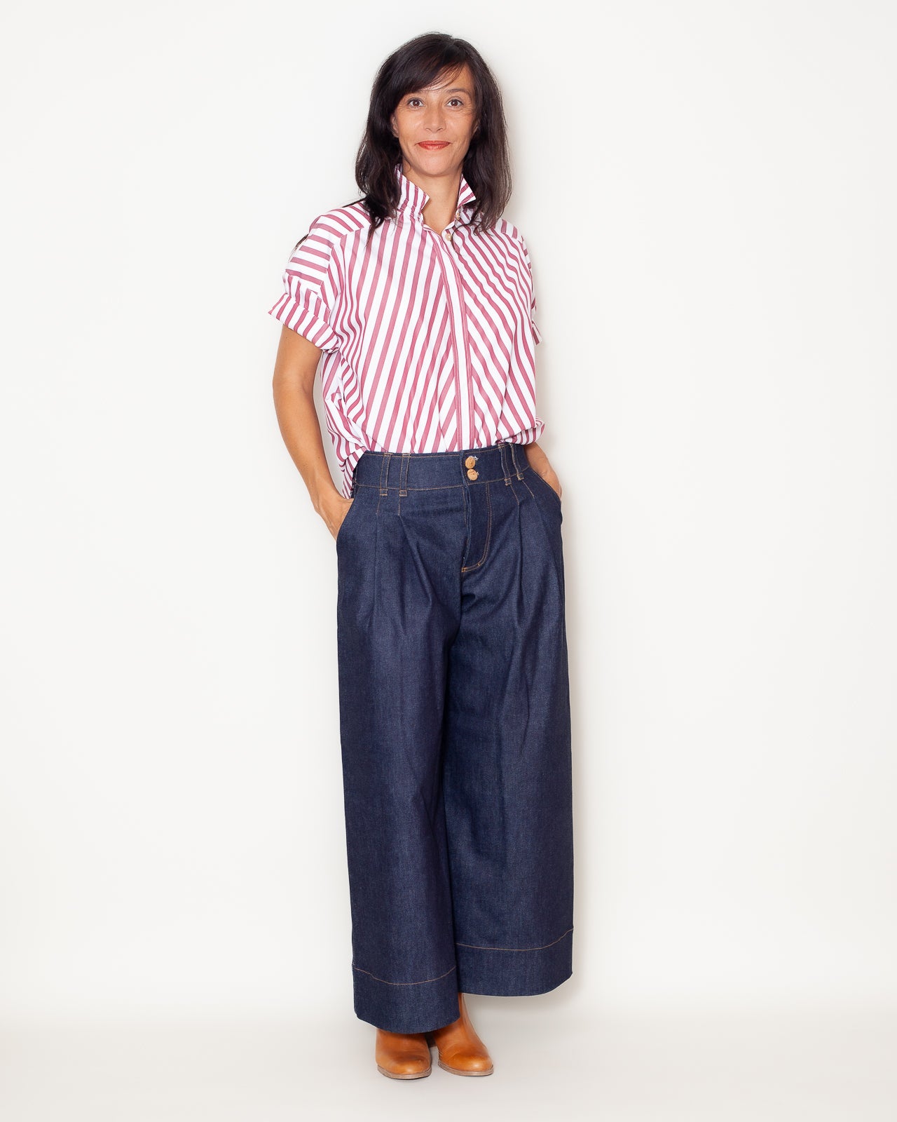 Chemise Olga Popeline Rayée rouge