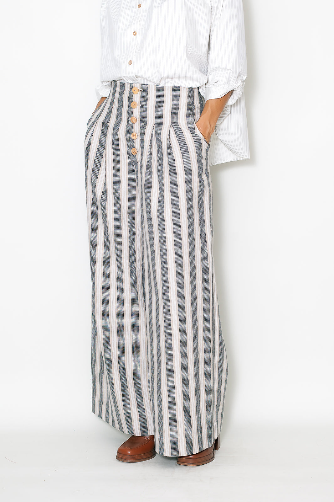 Pantalon MANON rayures beiges